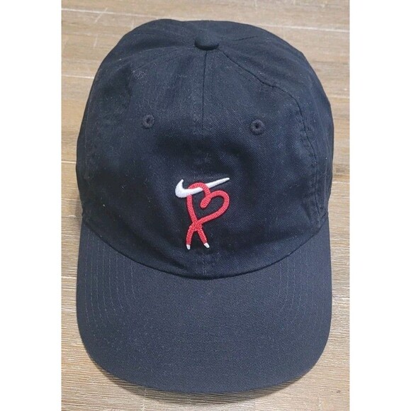 Nike Heart Laces Club Cap M/L Black Adjustable Hat White Swoosh W Red Heart Rare - Picture 1 of 4
